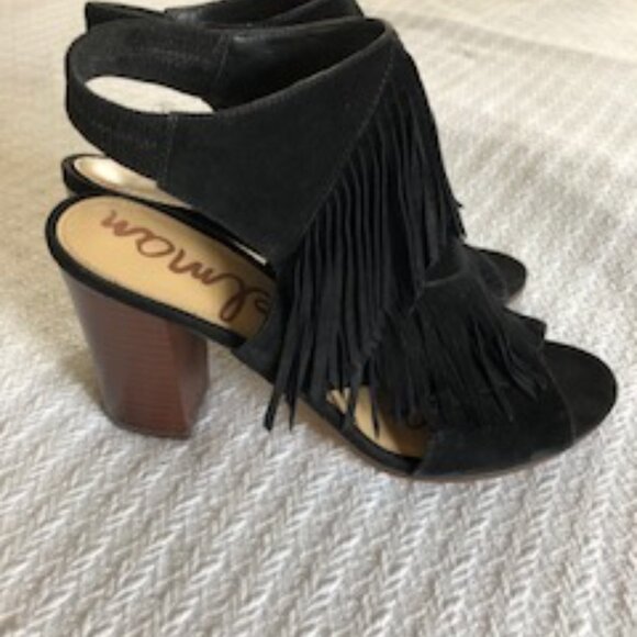 Sam Edelman Elaine - black suede fringed sandals - size 8.5 - Picture 4 of 9